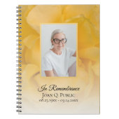 イエローローズフラワー花びら葬式ゲストブック ノートブック (正面)