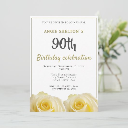イエローローズフラワー90thバースデーパーティー 招待状 (スタンド正面)