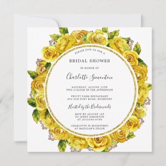 イエローローズフローラブライダルシャワー広場 招待状 (正面)