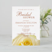 イエローローズフローラブライダルシャワー金ゴールドバラ 箔招待状 (立ち正面)