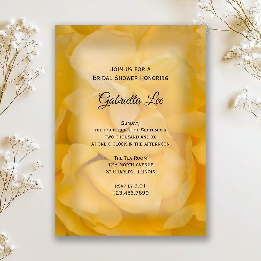 イエローローズフローラブライダルシャワー 招待状