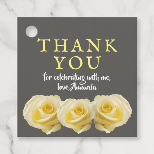 イエローローズフローラ誕生日ありがとう写真 フェイバータグ (正面)