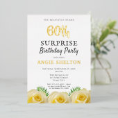 イエローローズフローラ60thサプライズ誕生日パーティー 箔招待状 (立ち正面)
