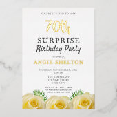 イエローローズフローラ70thサプライズ誕生日パーティー 箔招待状 (正面)