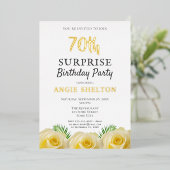 イエローローズフローラ70thサプライズ誕生日パーティー 箔招待状 (立ち正面)