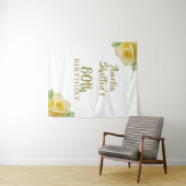 イエローローズフローラ80thバースデーパーティー背景 タペストリー (インサイチュ(横))