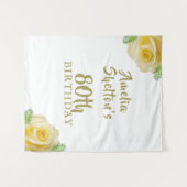 イエローローズフローラ80thバースデーパーティー背景 タペストリー (正面(横))