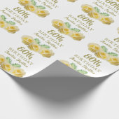 イエローローズフローラ80thバースデーパーティー ラッピングペーパー (角)
