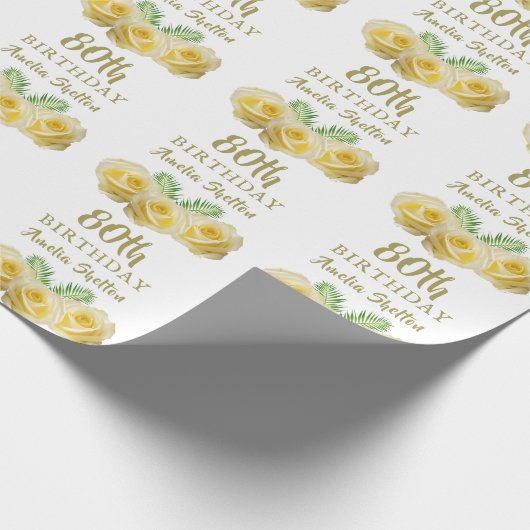 イエローローズフローラ80thバースデーパーティー ラッピングペーパー (角)