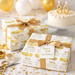 イエローローズフローラ80thバースデーパーティー ラッピングペーパー