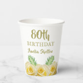イエローローズフローラ80thバースデーパーティー 紙コップ (正面)