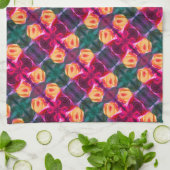 イエローローズブド抽象芸術フラワーアート絵画ズ キッチンタオル (折り畳み)