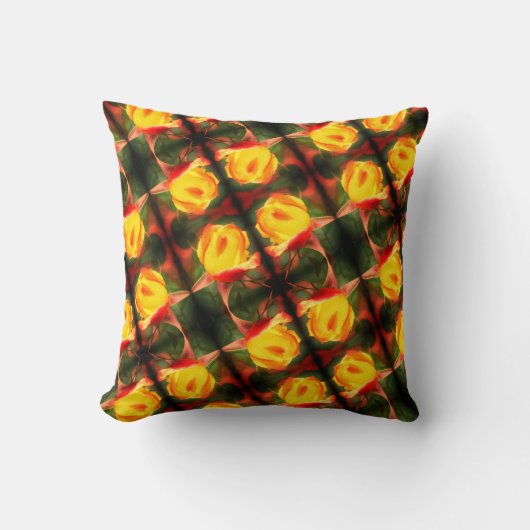 イエローローズブド抽象芸術フラワーアート絵画ズ クッション (正面)