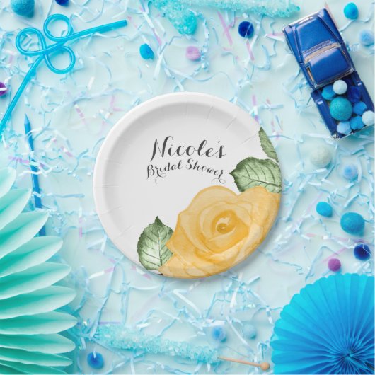 イエローローズブライダルシャワーエレガントパーティー結婚ズ ペーパープレート (パーティー)