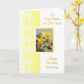 イエローローズブラザー妻パーソナライズされた記念日 カード (黄色い花)