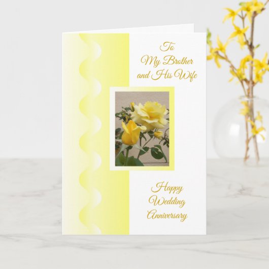 イエローローズブラザー妻パーソナライズされた記念日 カード (黄色い花)