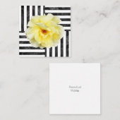 イエローローズブラックとホワイトのストライプ ノートカード (正面/裏面)