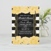 イエローローズブラックストライプブライダルシャワー&金ゴールド 招待状 (スタンド正面)