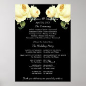 イエローローズブラックヴィンテージ結婚式プログラム ポスター (正面)