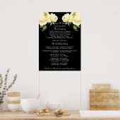 イエローローズブラックヴィンテージ結婚式プログラム ポスター (キッチン)