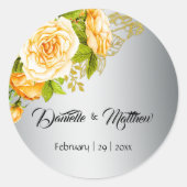 イエローローズブーケシルバ結婚ーズ ラウンドシール (正面)