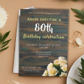イエローローズブーケ80誕生日フローラパーティー 招待状