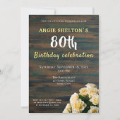 イエローローズブーケ80誕生日フローラパーティー 招待状 (正面)