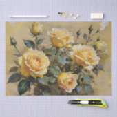 イエローローズプリントデクページ/ 薄葉紙 (クラフト)