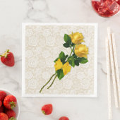 イエローローズボーホワイトレースアイボリー紙ナプキンス (インサイチュ)