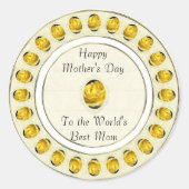 イエローローズマザーズデイステッカー ラウンドシール (正面)