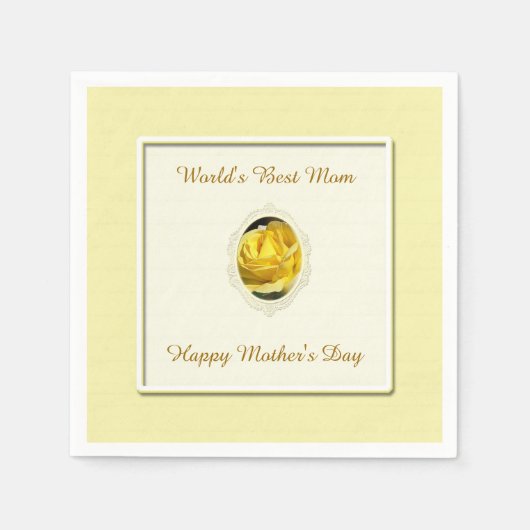 イエローローズマザーズデイ紙ナプキンス スタンダードカクテルナプキン (正面)