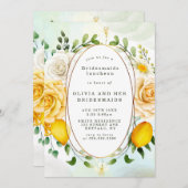 イエローローズレモンズブリデスメイドランチョン招待状 (正面/裏面)