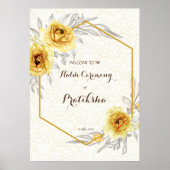 イエローローズ幾何パーソナライズされたハルディへようこそ ポスター (正面)