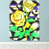 イエローローズ抽象芸術幾何学芸術 キャンバスプリント (インサイチュ (ウッドフロア))