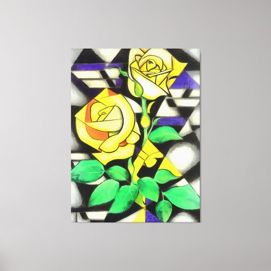 イエローローズ抽象芸術幾何学芸術 キャンバスプリント (正面)