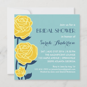 イエローローズ春フラワーブライダルシャワー招待 招待状