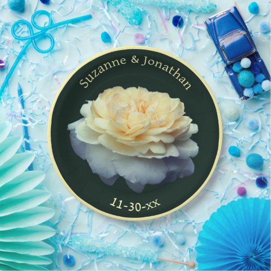 イエローローズ結婚パーソナライズされたブライダル ペーパープレート (パーティー)