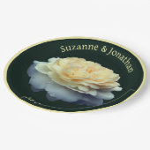 イエローローズ結婚パーソナライズされたブライダル ペーパープレート (アングル)