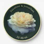 イエローローズ結婚パーソナライズされたブライダル ペーパープレート (正面)