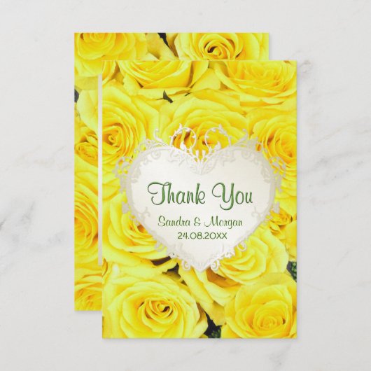 イエローローズ結婚フローラありがとう サンキューカード (正面/裏面)