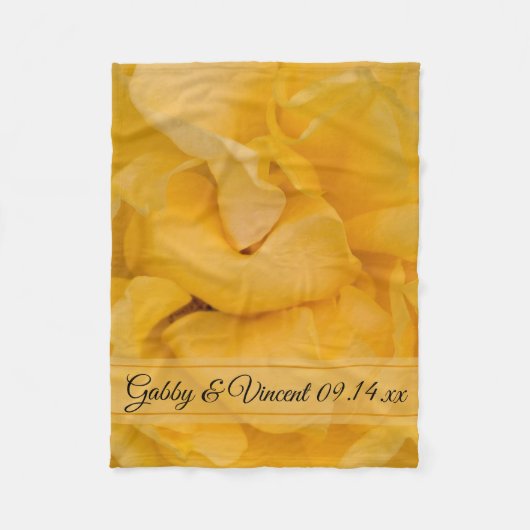 イエローローズ結婚フローラ フリースブランケット (正面)