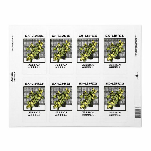 イエローローズ蔵書票Ex-Libris ラベル (フルシート)