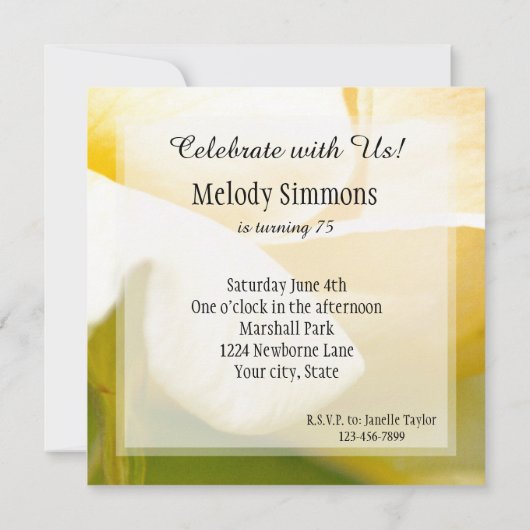 イエローローズ誕生日 招待状 (裏面)