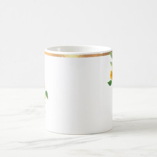 イエローローズ金ゴールド縁取りフローラコーヒーマグ コーヒーマグカップ (中央)
