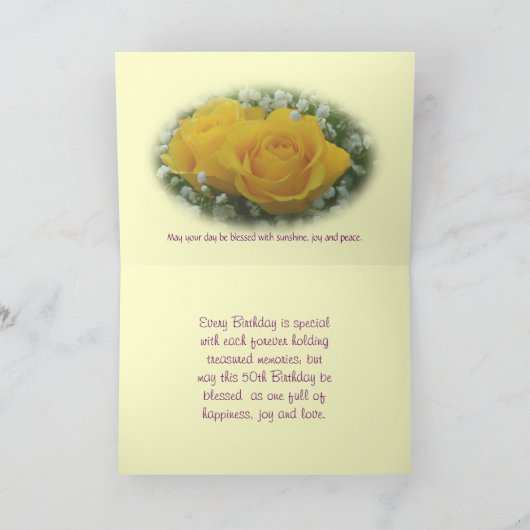 イエローローズ50誕生日 – 任カスタマイズ意の大事な行事 カード (内部)