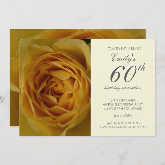 イエローローズ60th誕生日パーティーの招待状 招待状
