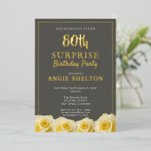 イエローローズ80thサプライズ誕生日パーティー 箔招待状 (立ち正面)