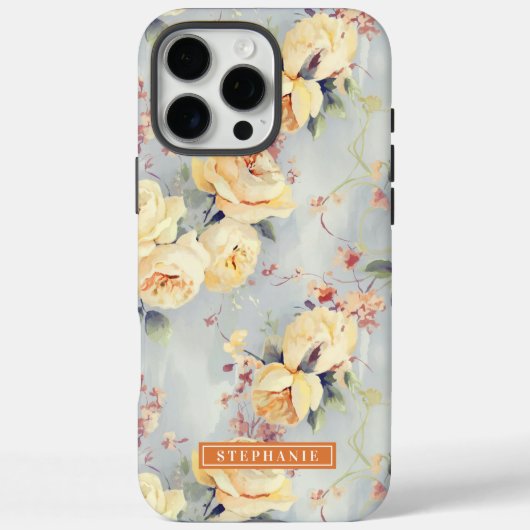 イエローローズ カスタムネーム フローラル Case-Mate iPhoneケース (裏面)