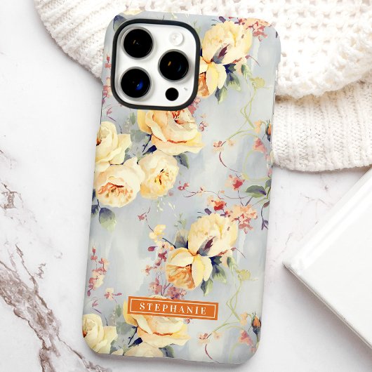 イエローローズ カスタムネーム フローラル Case-Mate iPhoneケース