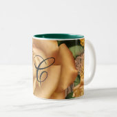 イエローローズ&カントリー素朴ウッドシャビーシック ツートーンマグカップ (正面右)